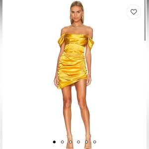 NWT For Love & Lemons Drew Mini Dress in Yellow SZ XS